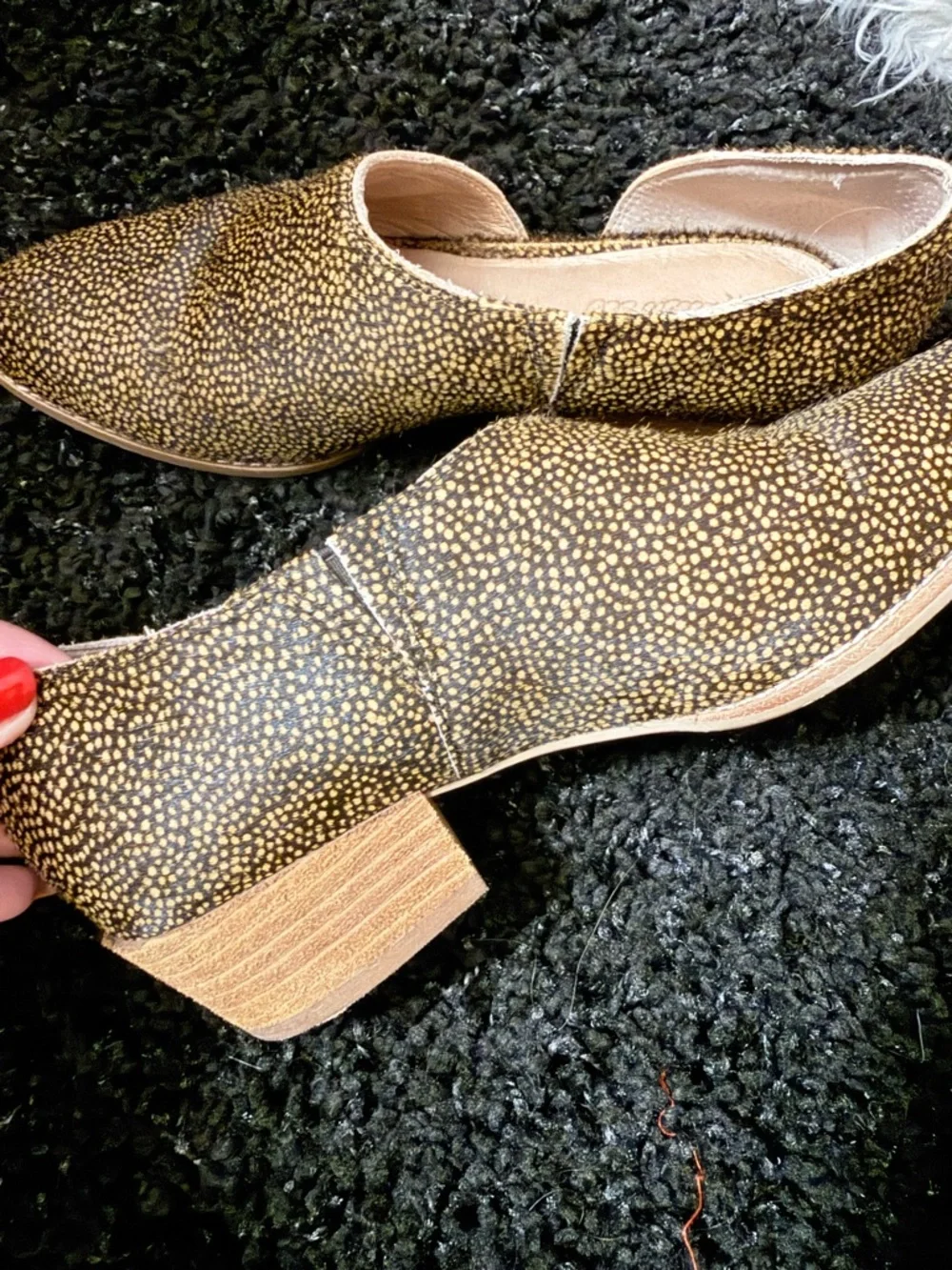 Madewell Size 9 Genuine Calf Hair Loafer Booties Animal Print Block Heel - Picture 3 of 12